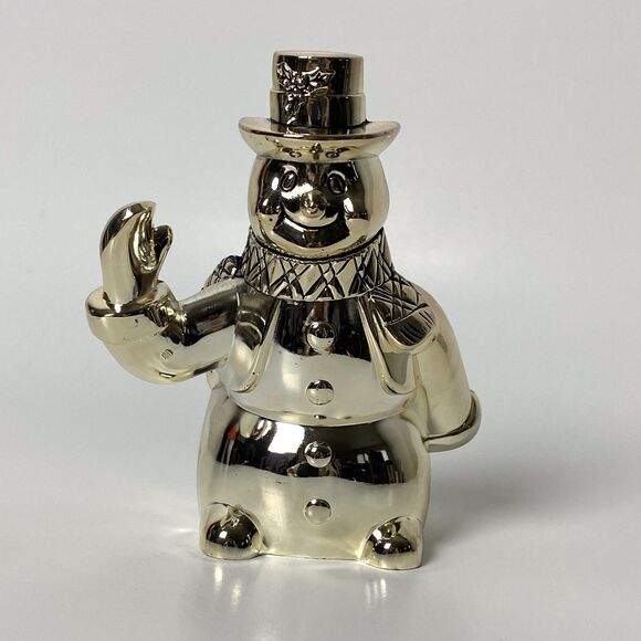 Snowman Silver Plated Wine Bottle Holder - Christmas Holiday Hosting Hostess - Picture 3 of 11